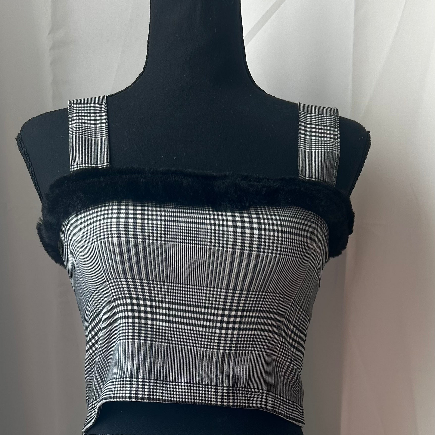 Monochrome Faux-Fur Crop Top